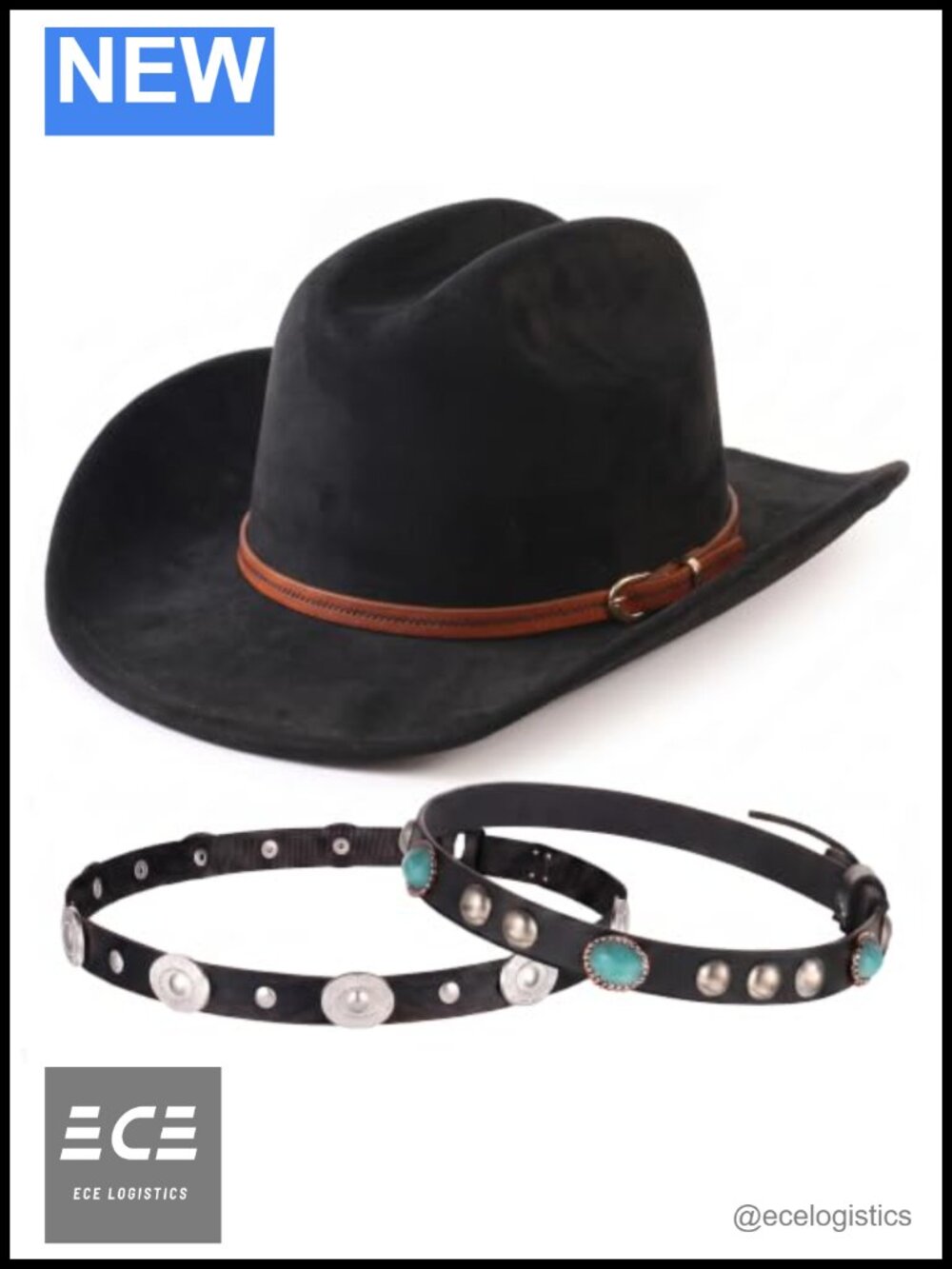 Western Faux Suede Cowboy Hat Cattleman Crown 3 Hatbands One Size